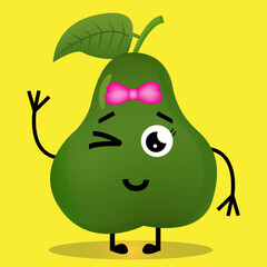 Vactor Illustration Cute Avocado Character