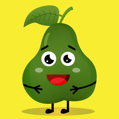 Vactor Illustration Cute Avocado Character