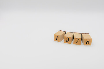 木ブロック　数字　ナンバー　Number　7078