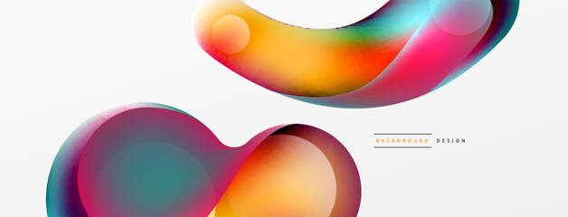 Fluid abstract background, round shapes and circle flowing design for wallpaper, banner, background or landing