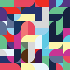 Abstract Seamless Bauhaus Style Geometric Pattern Background