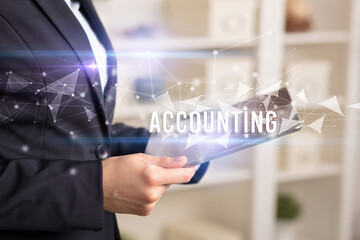 Close up hands using tablet