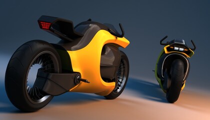 concept electric motorcycle, dark background 