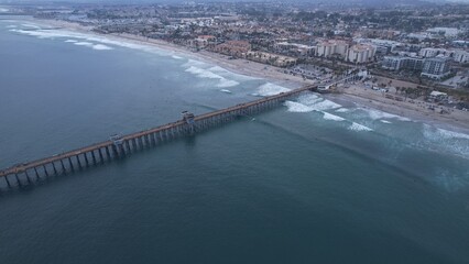 Fototapeta premium Drone Aerial Sky Oceanside Pier