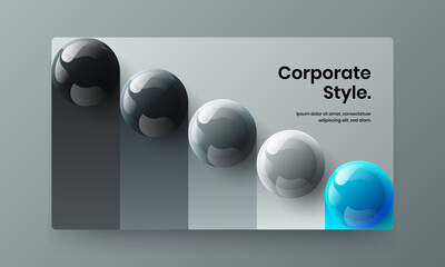 Isolated magazine cover vector design concept. Geometric 3D spheres presentation layout.