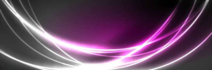 Blue neon glowing lines, magic energy space light concept, abstract background wallpaper design