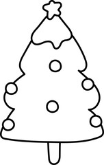 Line Christmas Tree Ornament Hand Drawn Illustration