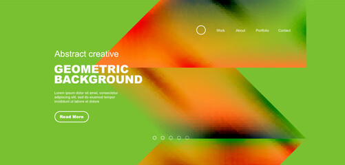 Fluid gradient geometric triangles, abstract landing page background. Minimal shapes composition for wallpaper, banner, background, leaflet, catalog, cover, flyer