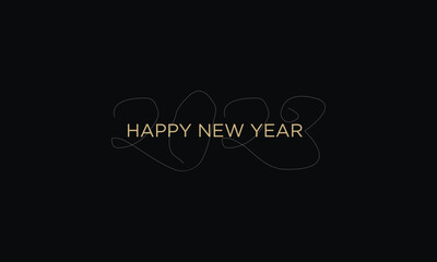 Happy New Year 2023 brush painted calligraphy numbers with sparkles and glitter. Vector illustration background for new year's eve and seasonal holidays flyers, greetings and invitations.