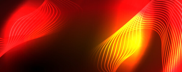 Shiny neon waves, dynamic electric motion, energy or speed concept. Vector illustration for wallpaper, banner, background, leaflet, catalog, cover, flyer