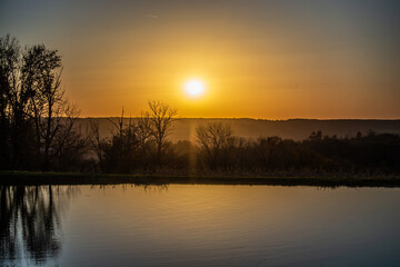 sunset over the pond