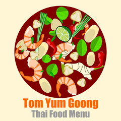 Tom Yum Goong.Thai food menu .vector illustration