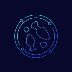 anal plugs, sex toys icon, linear design