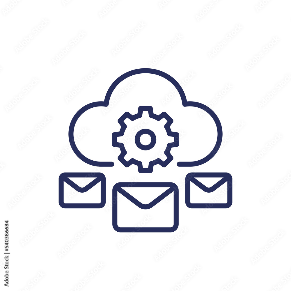 Poster email automation and saas line icon
