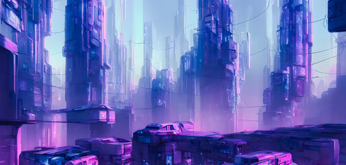Artistic concept painting of a futuristic city or smart city, background illustration