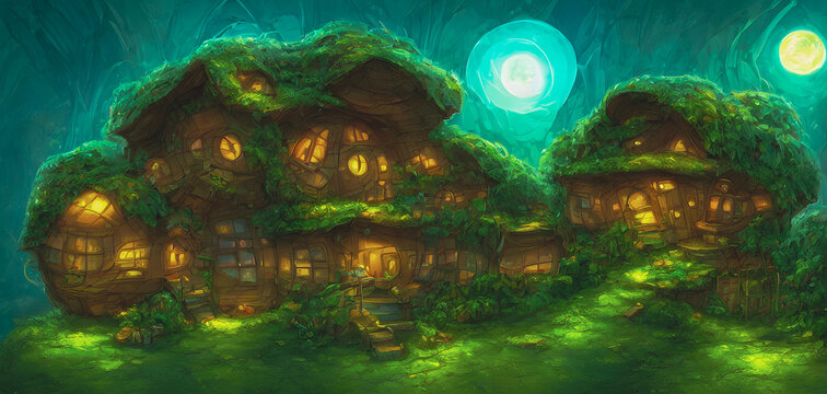 Artistic concept painting of a fantasy house , background 3d illustration.