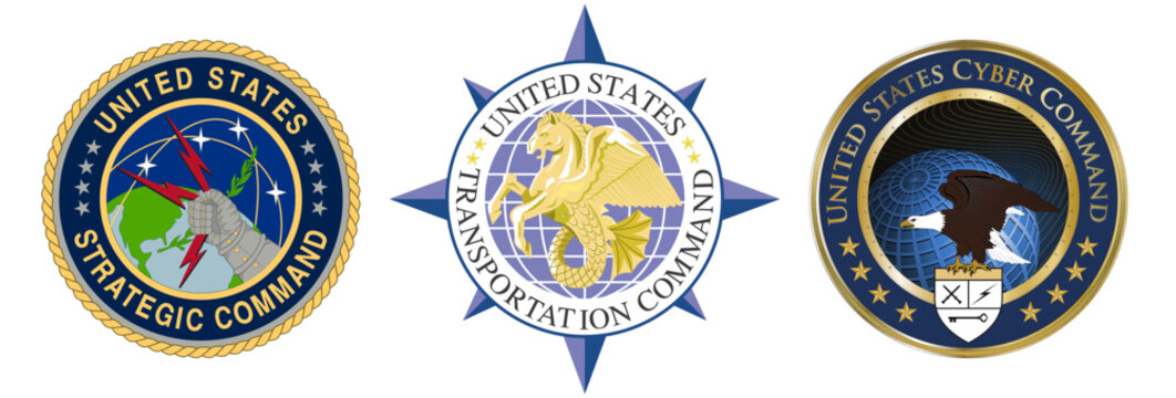 Vector Seal Of The United States Strategic Command. US Transportation Command Logo. US Cyber Command