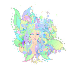 Beautiful abstract girl with a beautiful hairstyle.