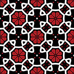 Abstract Red black and White Geometric Pattern - 540388062