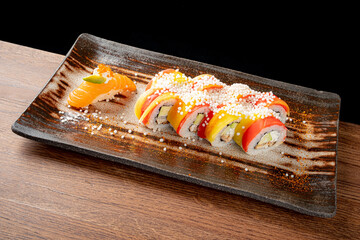 tasty sushi on the plate