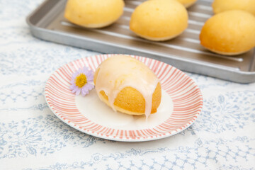 Lemon butter cake with icing glazed