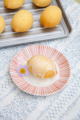 Lemon butter cake with icing glazed