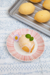 Lemon butter cake with icing glazed