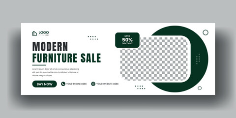 Creative facebook cover banner template and social media web banner layout with abstract green background