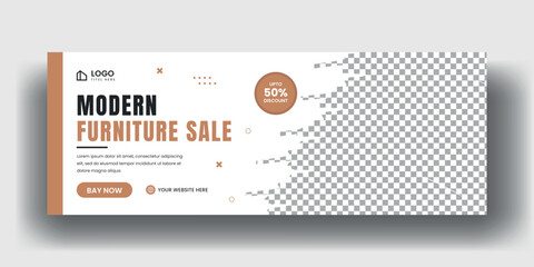 Modern furniture sale facebook cover banner and social media web banner layout with abstract  background