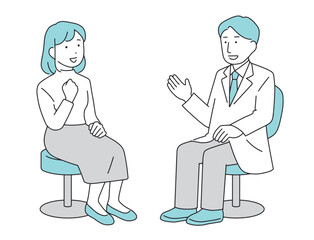 男性の医者に相談する女性の患者