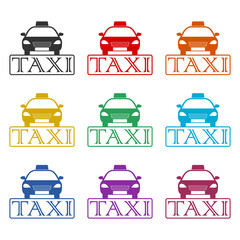 Taxi Logo icon isolated on white background. Set icons colorful
