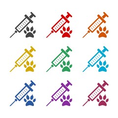 Animal and pet vaccination icon isolated on white background. Set icons colorful