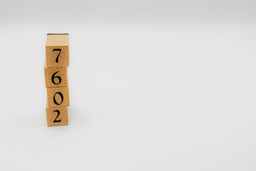 木ブロック　数字　ナンバー　Number　7602