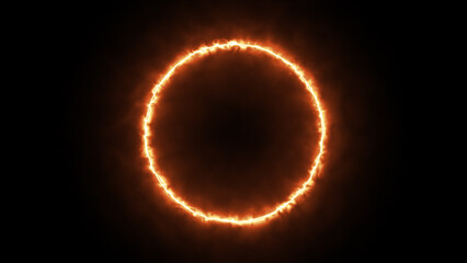 Ring of neon gold fire light circle