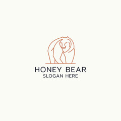 Honey bear logo icon design template flat vector