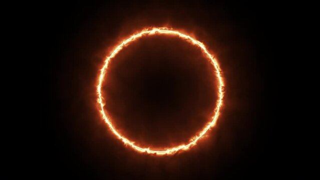Ring of neon gold fire light circle