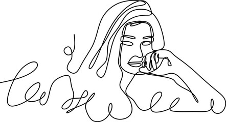 Continuous line art of sexy woman in cool style