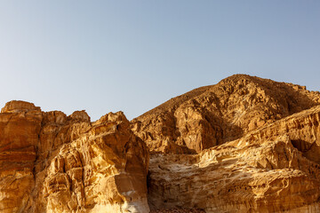 View to Sinai desert with hills and empty blue sky