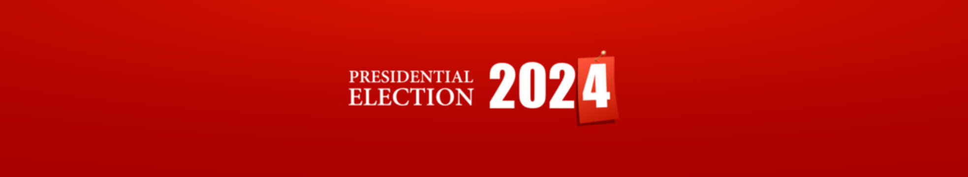Voting Symbols vector design presidential election 2024. Red banner. Horizontal vector illustration