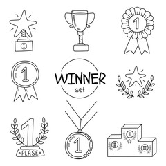 Hand drawn vector set winner.