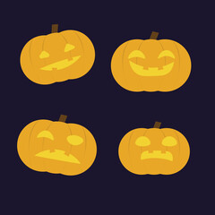 Flat halloween pumpkins collection