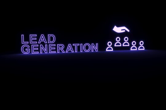 LEAD GENERATION neon concept self illumination background 3D illustration