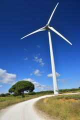 Fototapeta na wymiar Large wind turbines in spanish community of Andalusia. 