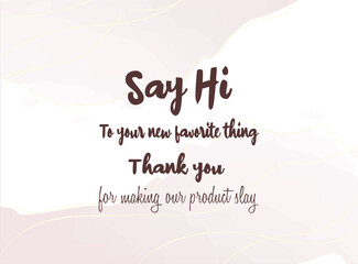 pink thankyou card with gold line