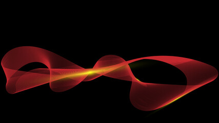 Abstract red lines lighting effect on black background.