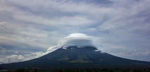 Cloud formation in the top of  Mayon Volcano in Legazpi City Albay Philippines