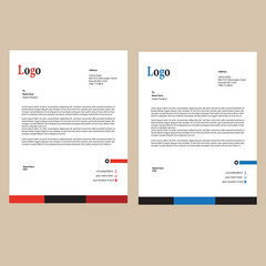corporate modern letterhead design template with yellow red blue color. creative modern letter head design. 