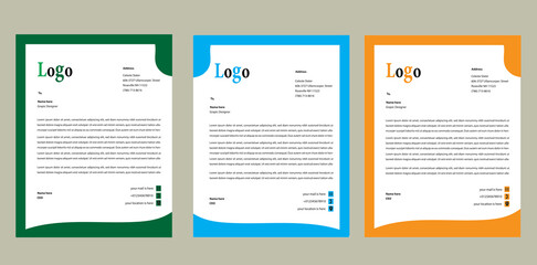 corporate modern letterhead design template with yellow red blue color. creative modern letter head design. 