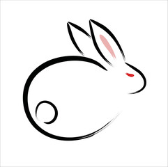 bunny brush painting ink vector design illustration line art