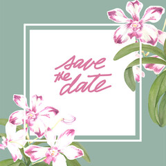 Philippine flora save the date invitation vanda luzonica orchid